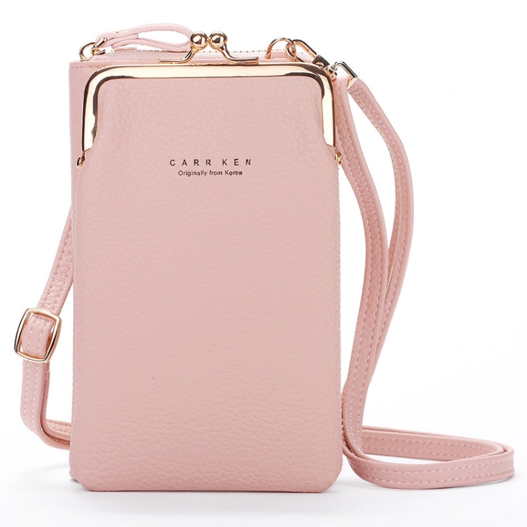 H2107 Ladies Mobile Phone Bag Shoulder Messenger Bag Pebbled Zipper Wallet(Pink) - Single-shoulder Bags by PMC TechLife | Online Shopping South Africa | PMC TechLife