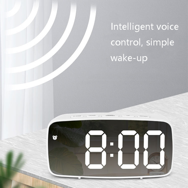 Mirror Bedside Alarm Clock Battery Plug-In Dual-Purpose LED Clock, Colour: Arc-shaped White Shell (Mirror White Light) - Alarm Clocks by PMC TechLife | Online Shopping South Africa | PMC TechLife