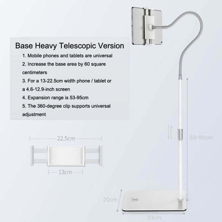 SSKY L6 Bedside Sofa Live Landing Phone Tablet Computer Bracket, Style: Base Heavy Telescopic Version (White) - Lazy Bracket by SSKY | Online Shopping South Africa | PMC Jewellery