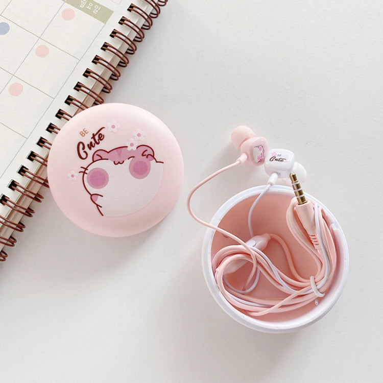 2 Pairs Heavy Bass Wired Headset Mobile Phone Universal Headset with Storage Box & Microphone(Pink Rat + Storage Box) - In Ear Wired Earphone by PMC TechLife | Online Shopping South Africa | PMC TechLife