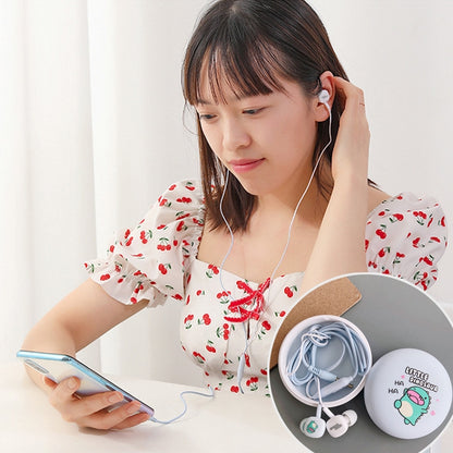 2 Pairs Cartoon Pattern Heavy Bass In-Ear Headphones Universal Wired Headphones with Microphone(White) - In Ear Wired Earphone by PMC Jewellery | Online Shopping South Africa | PMC Jewellery