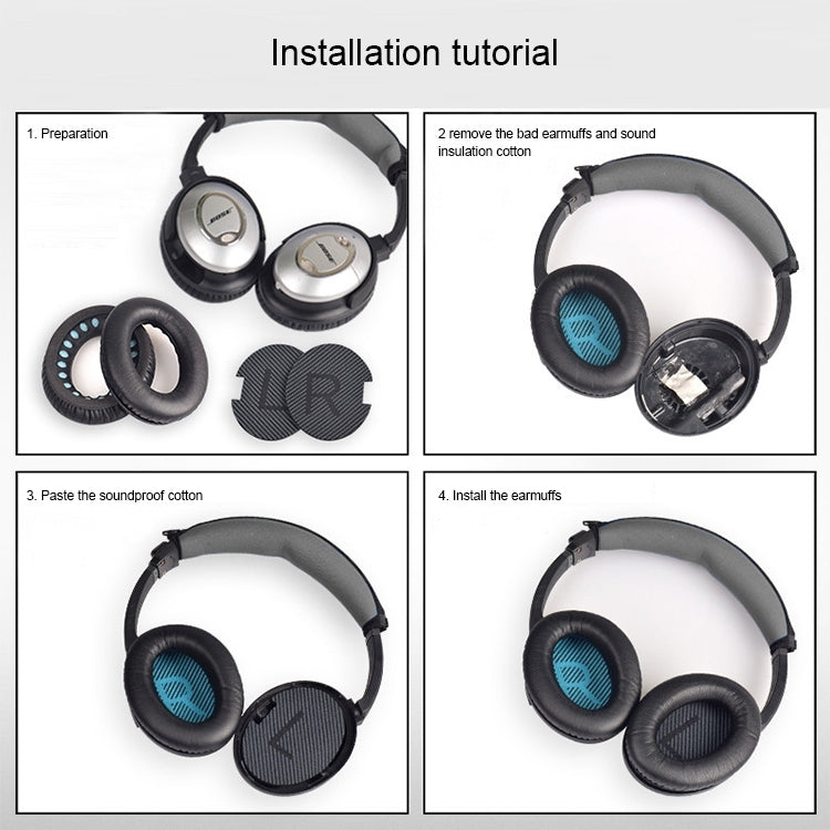 2 PCS Headset Sponge Cover For BOSE QC15 / QC3 / QC2 / QC25 / AE2 / AE2i(Coffee  + Black LR) - Earmuff & Pad by PMC TechLife | Online Shopping South Africa | PMC TechLife