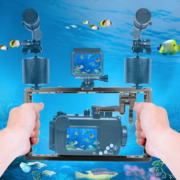 Diving Dual Handheld Grip Bracket Stabilizer Extension Phone Clamp Camera Rig Cage Underwater Case for GoPro HERO9 /8 /7, Colour: Red Bracket + Shutter - Camera Cage by PMC TechLife | Online Shopping South Africa | PMC TechLife