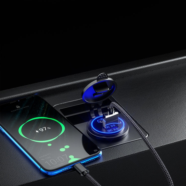 Car Motorcycle Ship Modified USB Charger Waterproof PD + QC3.0 Fast Charge, Model: Blue Light With Terminal - DIY Modified Charger by PMC TechLife | Online Shopping South Africa | PMC TechLife