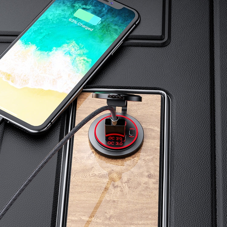 Car Motorcycle Ship Modified USB Charger Waterproof PD + QC3.0 Fast Charge, Model: Green Light With 60cm Line - DIY Modified Charger by PMC TechLife | Online Shopping South Africa | PMC TechLife