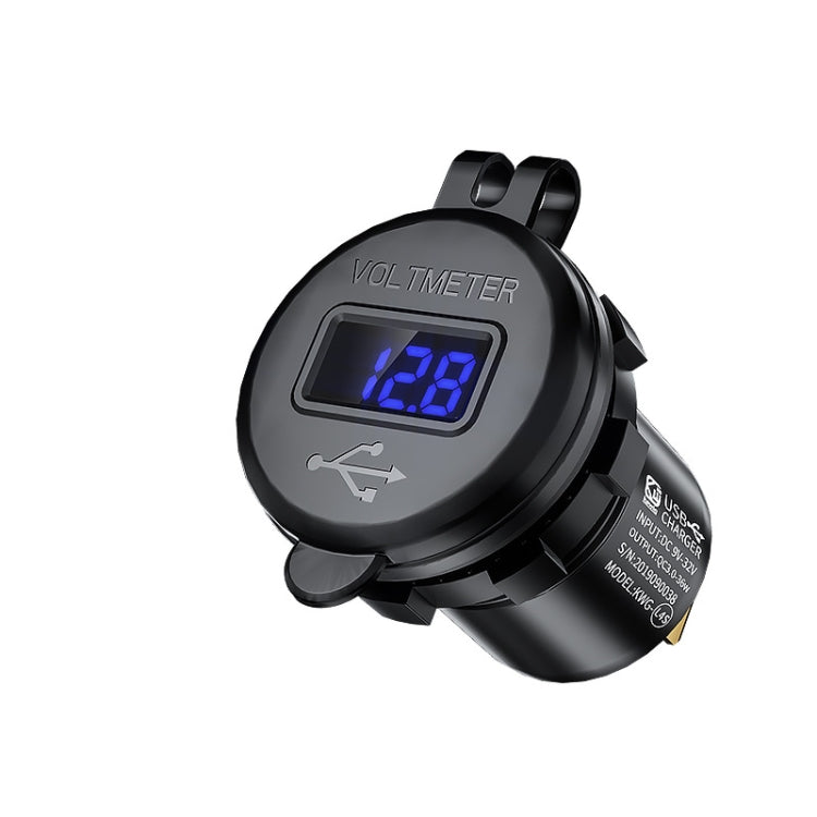 Car Motorcycle Modified USB Charger QC3.0 Metal Waterproof Fast Charge(Black Shell Blue Light) - DIY Modified Charger by PMC TechLife | Online Shopping South Africa | PMC TechLife