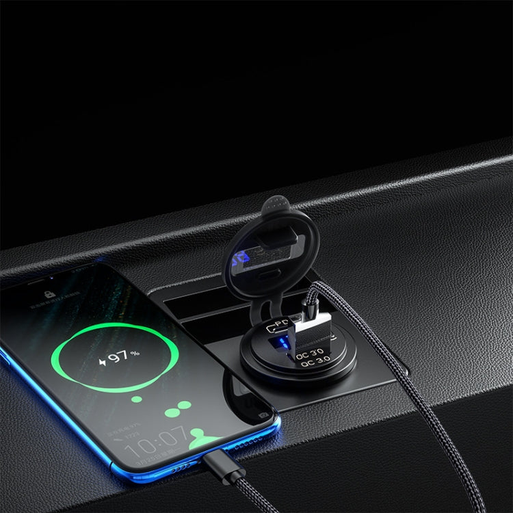 12V Modified Car USB Charger With Voltage Display PD QC3.0 Socket(With Terminal Blue Light) - DIY Modified Charger by PMC Jewellery | Online Shopping South Africa | PMC Jewellery