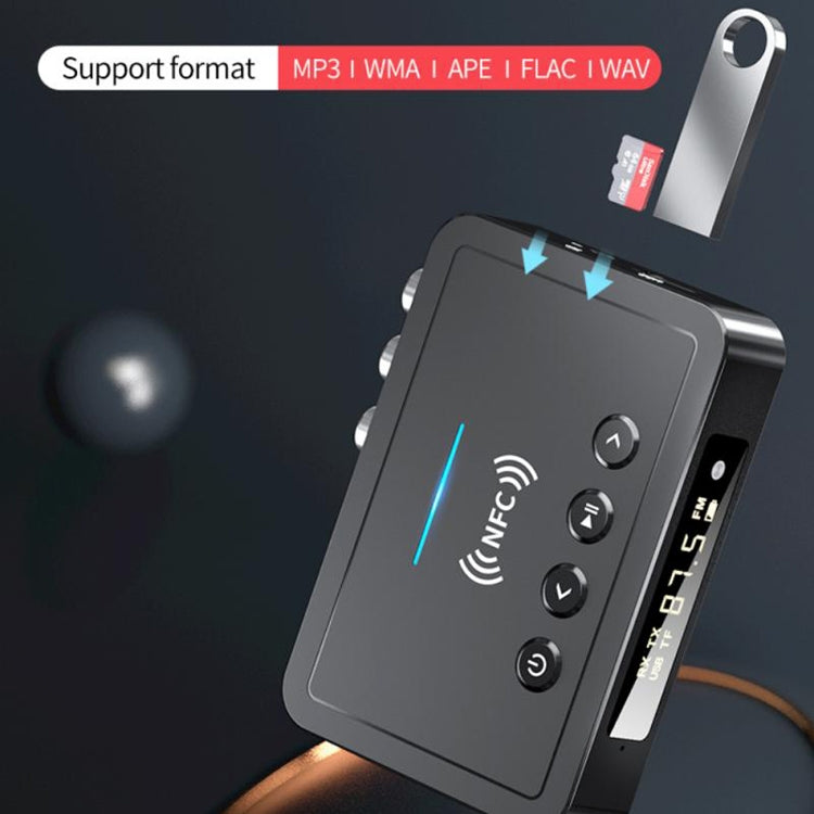 M6 NFC Bluetooth 5.0 Receiver & Transmitter & FM 3 In 1 Adapter(Black) - Audio Receiver Transmitter by PMC TechLife | Online Shopping South Africa | PMC TechLife
