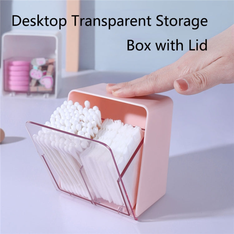 3 PCS HZ006 Desktop Transparent Double-Layer Cotton Swabs And Dustproof Storage Box With Lid(Pink) - Storage Boxes by PMC Jewellery | Online Shopping South Africa | PMC Jewellery