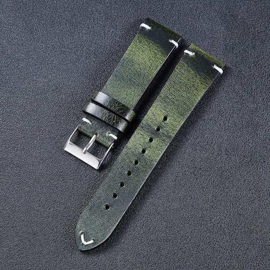 HB001 Color-Changing Retro Oil Wax Leather Universal Watch Band, Size: 18mm(Green) - 18mm Bands by PMC Jewellery | Online Shopping South Africa | PMC Jewellery | Buy Now Pay Later Mobicred