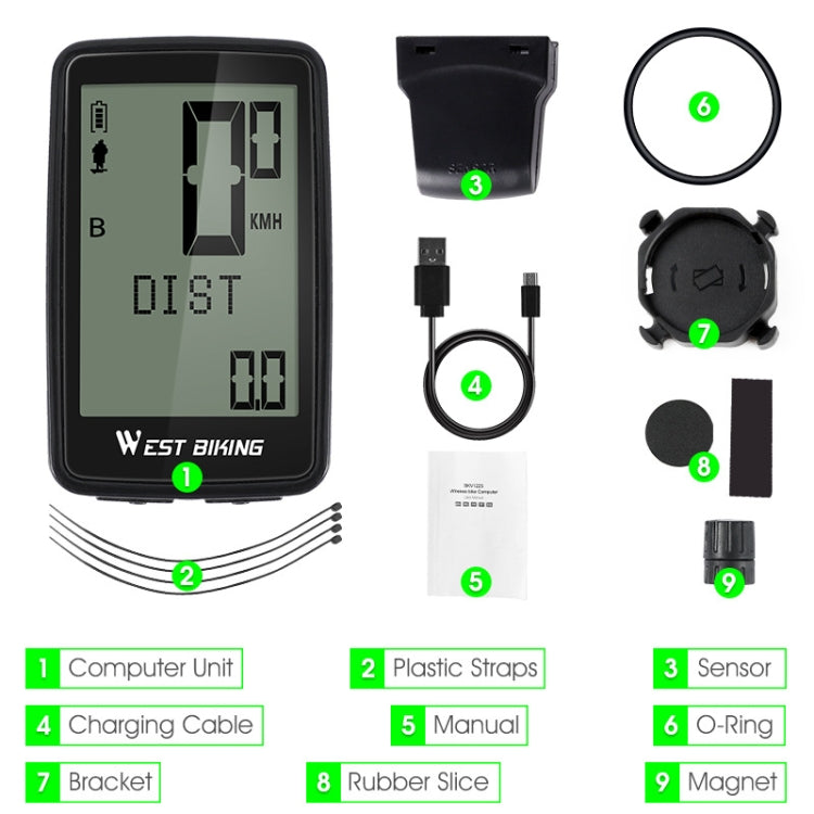 WEST BIKING Mountain Road Bike Five Language Code Table USB Riding Wireless Code Table Speedometer(Black) - Speedometers by WEST BIKING | Online Shopping South Africa | PMC Jewellery | Buy Now Pay Later Mobicred