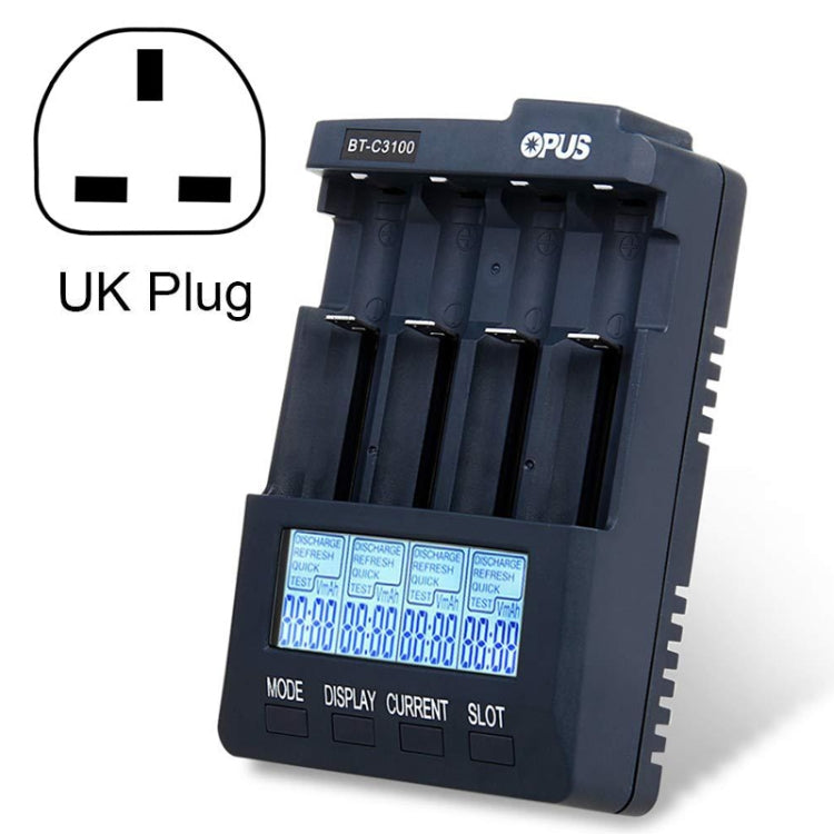 OPUS BT-C3100 Smart Smart Digital Intelligent 4-Slot Battery Charger(UK Plug) - free shipping - PMC TechLife - Order now!
