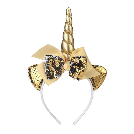 2 PCS F036 Unicorn Headband Children Birthday Festival Party Hair Accessories(Golden) - Holiday Decorations by PMC Jewellery | Online Shopping South Africa | PMC Jewellery