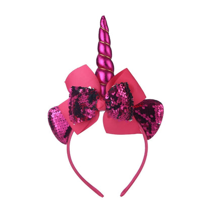 2 PCS F036 Unicorn Headband Children Birthday Festival Party Hair Accessories(Rose Red) - Holiday Decorations by PMC Jewellery | Online Shopping South Africa | PMC Jewellery