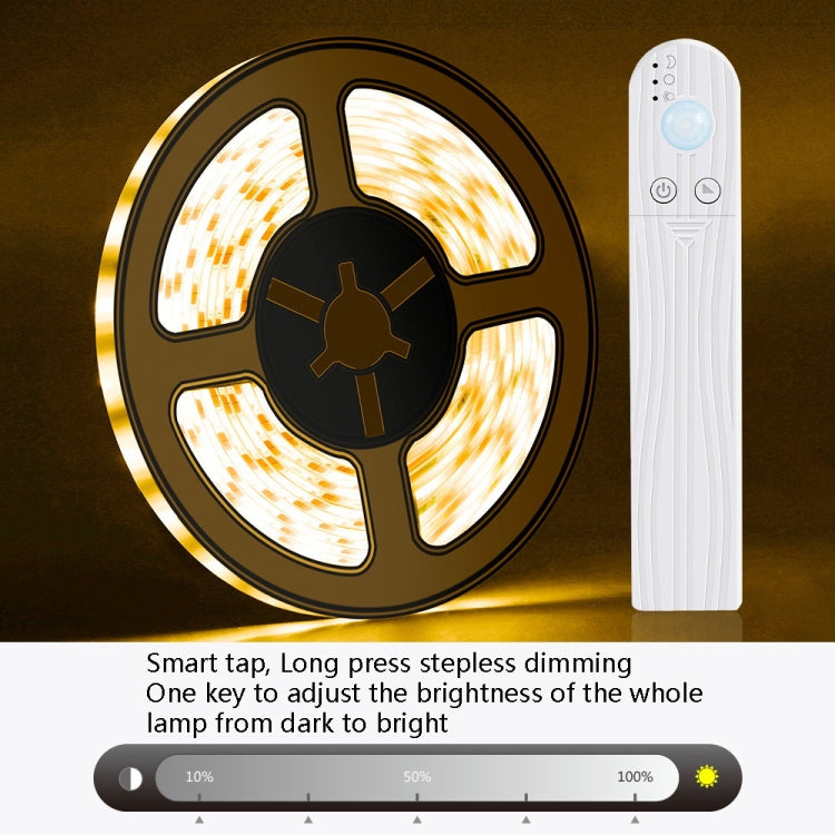 3m LED Battery Box Light Strip Intelligent Induction Dimming Soft Light Strip Drip Waterproof Cabinet Light Tape(6500K (Cold White)) - Sensor LED Lights by PMC Jewellery | Online Shopping South Africa | PMC Jewellery