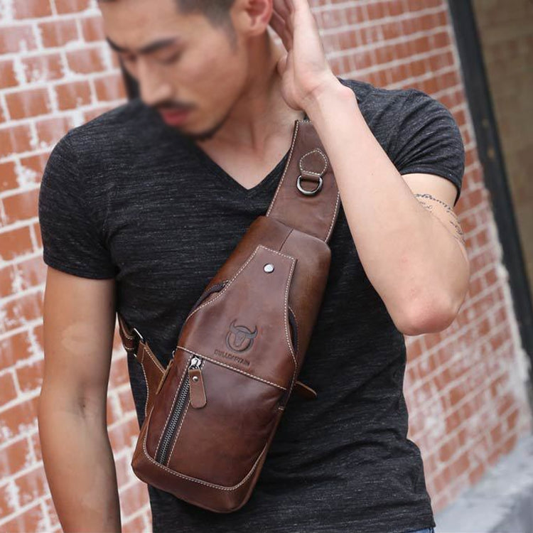 BULL CAPTAIN 019 Retro Men Leather Crossbody Shoulder Bag First-Layer Cowhide Chest Bag, Colour: Chestnut Brown + Buckle - Single-shoulder Bags by BULL CAPTAIN | Online Shopping South Africa | PMC Jewellery | Buy Now Pay Later Mobicred