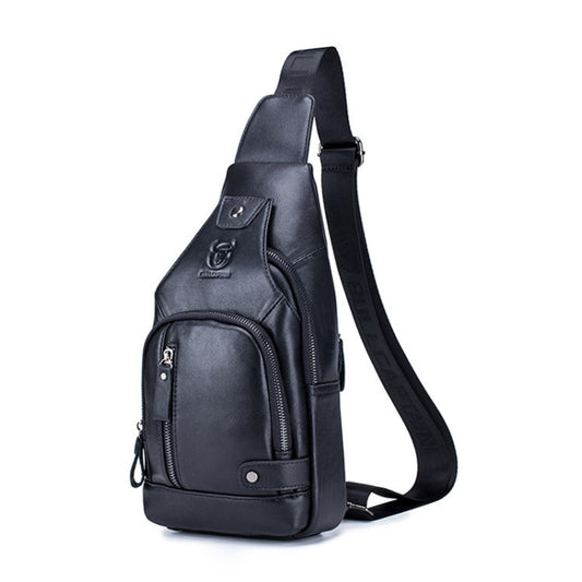 BULL CAPTAIN 129 First-Layer Cowhide Men Soft Chest Bag Outdoor Casual Messenger Bag(Black) - Single-shoulder Bags by BULL CAPTAIN | Online Shopping South Africa | PMC Jewellery | Buy Now Pay Later Mobicred