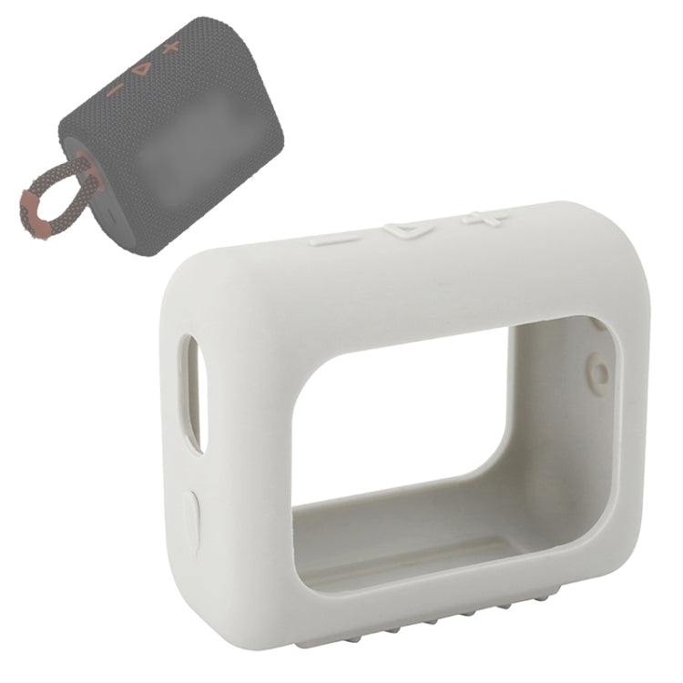 For JBL GO3 Bluetooth Speaker Silicone Cover Portable Protective Case with Carabiner(Silver Gray) - Protective Case by PMC Jewellery | Online Shopping South Africa | PMC Jewellery