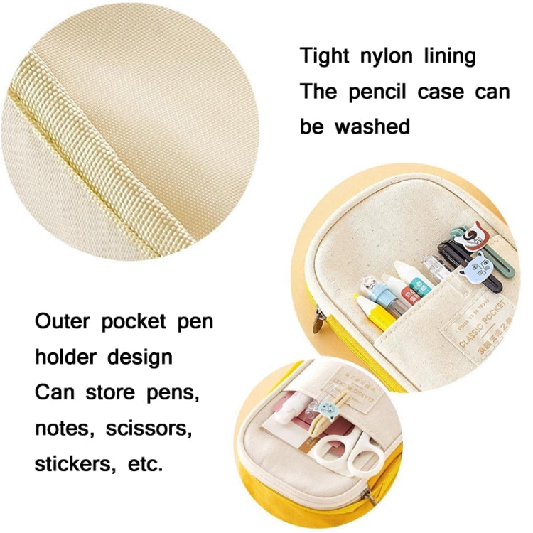 Angoo Cotton And Linen Large Capacity Pencil Stationery Bag(589 Shallow Khaki / Beige) - Pen Holder by Angoo | Online Shopping South Africa | PMC Jewellery | Buy Now Pay Later Mobicred