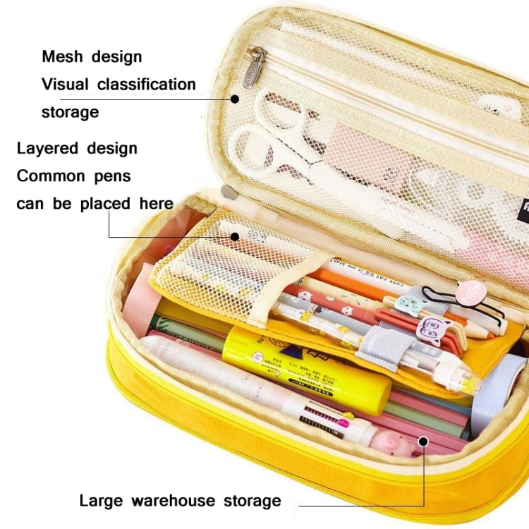 Angoo Cotton And Linen Large Capacity Pencil Stationery Bag(589 Shallow Khaki / Beige) - Pen Holder by Angoo | Online Shopping South Africa | PMC Jewellery | Buy Now Pay Later Mobicred