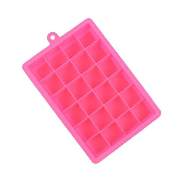 24 Grids Silicone Ice Cube Tray Molds Square Shape Ice Cube Maker Fruit Popsicle Ice Cream Mold(Rose red) - Food Molds by PMC Jewellery | Online Shopping South Africa | PMC Jewellery
