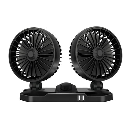 F558 With USB Mobile Phone Charging Car Fan 12/24V Car Truck Double Shaking Head Fan(Double Head 12V) - Heating & Fans by PMC Jewellery | Online Shopping South Africa | PMC Jewellery