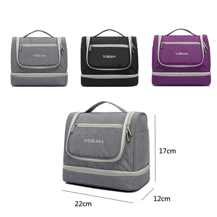 YOBAN Y-1551L Travel Cosmetic Bag Large-Capacity Outdoor Storage Bag Hook Portable Anti-Mold Dry And Wet Separation Wash Bag(Grey) - Storage Boxes by PMC Jewellery | Online Shopping South Africa | PMC Jewellery