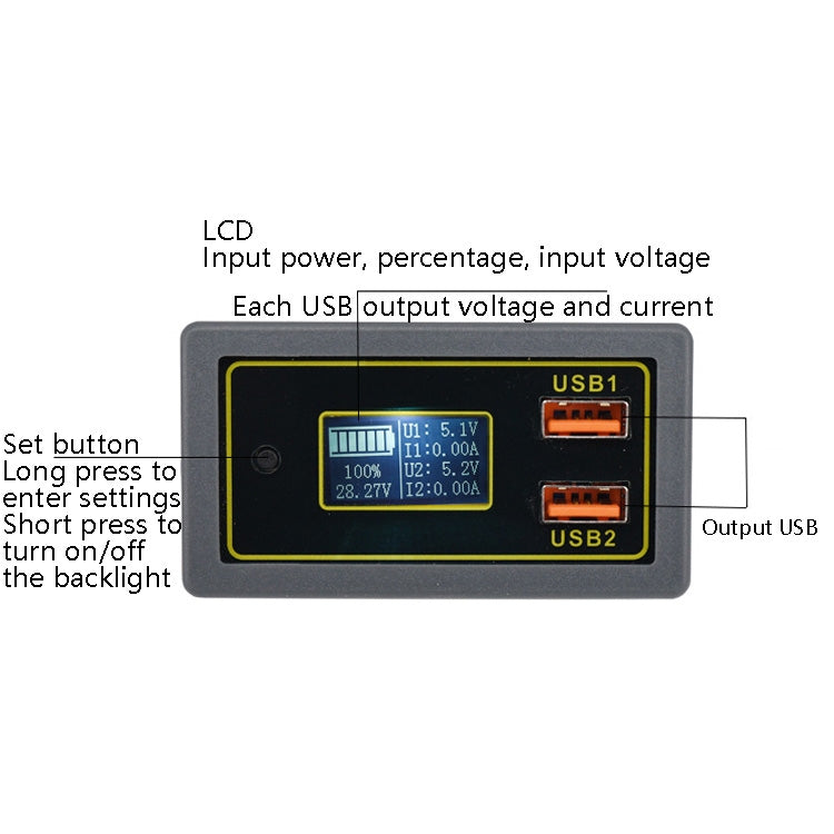 Car DC Voltage Electricity Table 12/24V Battery Lead-Acid Battery Turn 5V USB Fast Charge Display - Clocks & Car Meters by PMC Jewellery | Online Shopping South Africa | PMC Jewellery