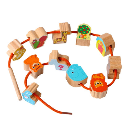 Wooden Toys Baby DIY Toy Cartoon Fruit Animal Stringing Threading Wooden Beads Toy(Animal) - Early Education Toys by PMC Jewellery | Online Shopping South Africa | PMC Jewellery