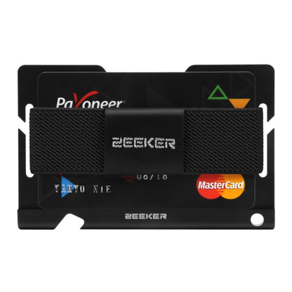 ZEEKER JK03  Aluminum Alloy Card Holder Multi-Function Elastic Band Women And Men Wallet Metal Business Card Holder(Black) - Card & Passport Bags by ZEEKER | Online Shopping South Africa | PMC Jewellery