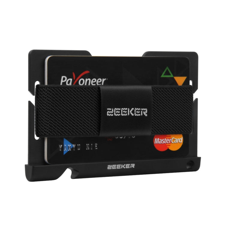 ZEEKER JK03  Aluminum Alloy Card Holder Multi-Function Elastic Band Women And Men Wallet Metal Business Card Holder(Black) - Card & Passport Bags by ZEEKER | Online Shopping South Africa | PMC Jewellery