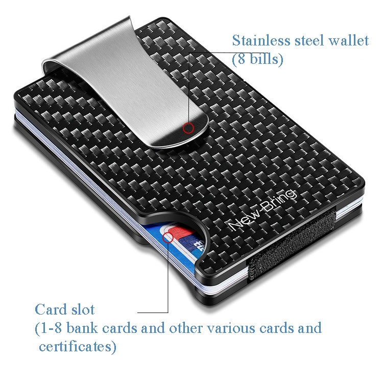 New-Bring Metal Carbon Fiber Wallet Ultra-Thin Card Holder Male RFID Anti-Theft Simple Wallet Bank Credit Card Storage Device(Black) - Card & Passport Bags by New-Bring | Online Shopping South Africa | PMC TechLife | Buy Now Pay Later Mobicred