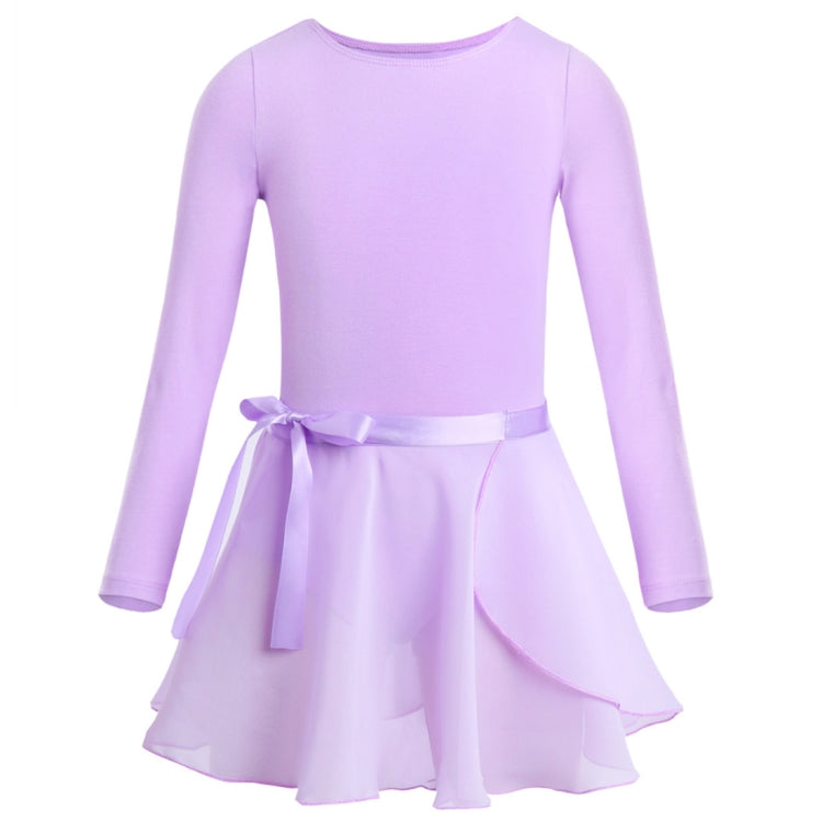 Girls Spring and Summer Long-sleeved Cotton Dance Training Clothing Set, Size:120CM(Light Purple) - Girl Clothing by PMC Jewellery | Online Shopping South Africa | PMC Jewellery