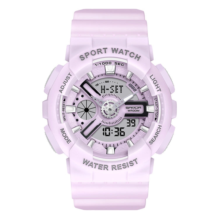 SANDA Outdoor Leisure Waterproof Multifunctional Luminous Electronic Watch(Sand Incense Purple Women) - Silicone Strap Watches by SANDA | Online Shopping South Africa | PMC Jewellery | Buy Now Pay Later Mobicred