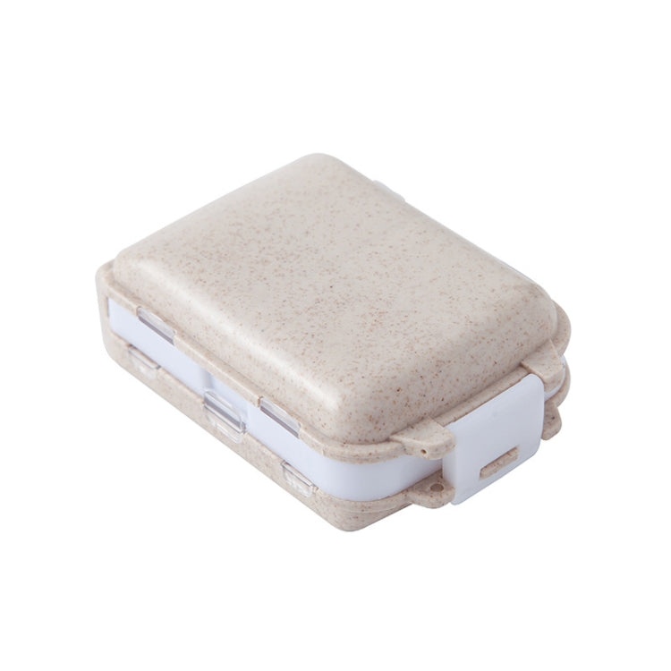 6 PCS C1617 Portable Dispensing Sealed Pill Box Wheat Straw Large-capacity Storage Box(Beige) - Pill Boxes by PMC Jewellery | Online Shopping South Africa | PMC Jewellery