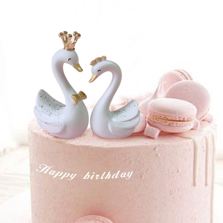 2pcs /Pair Swan Resin Car Decoration Birthday Cake Tanabata Valentine Day Decoration, Color Classification: Large White - Ornaments by PMC Jewellery | Online Shopping South Africa | PMC Jewellery