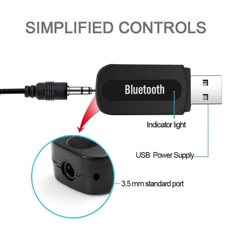 5 PCS USB Bluetooth Music Receiver 3.5mm Bluetooth Speaker Adapter - Audio Receiver Transmitter by PMC Jewellery | Online Shopping South Africa | PMC Jewellery