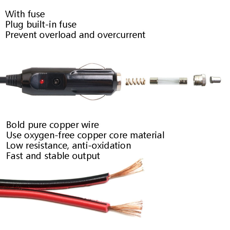 Car Compressor Refrigerator Line 12/24V Semiconductor Refrigerator Power Cord Cigarette Lighter Line, Specification: Without Switch 1m - Bluetooth Car Kits by PMC Jewellery | Online Shopping South Africa | PMC Jewellery