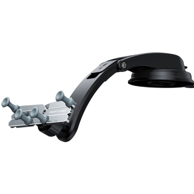 Oatsbasf Car Metal Gravity Mobile Phone Bracket Foldable Adjustment Stable Suction Cup Type Automoller General Bracket(Silver) - Universal Car Holders by Oatsbasf | Online Shopping South Africa | PMC Jewellery | Buy Now Pay Later Mobicred