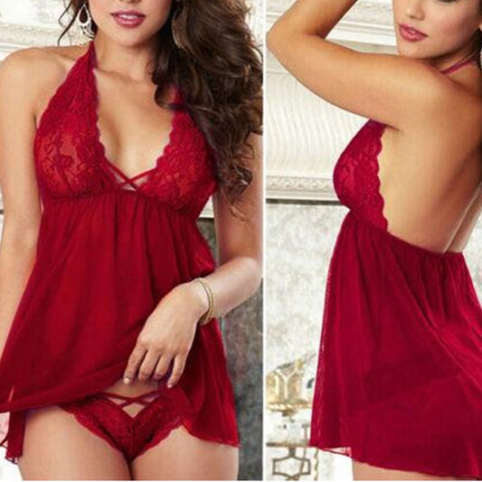 Women Sexy Lingerie Lace Babydoll Chemise Porno Petticoat, Size:M (Wind Red) - Ladies Underwear by PMC Jewellery | Online Shopping South Africa | PMC Jewellery