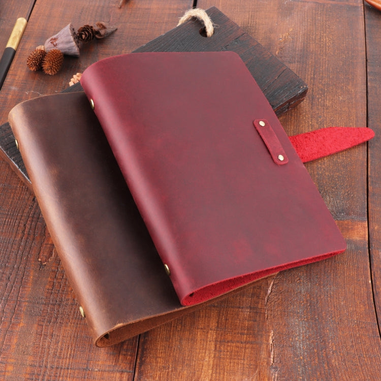 A5 Cowhide Retro Loose-Leaf Notebook Diary Office Business Simple Notepad Crazy Horse Leather Handbook( Brown) - Notebooks by PMC Jewellery | Online Shopping South Africa | PMC Jewellery