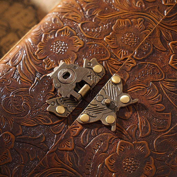 Handmade Sketchbook Cowhide Notebook Retro Notepad Notebook Diary Gift(Carved - Yellow Brown) - Notebooks by PMC TechLife | Online Shopping South Africa | PMC TechLife