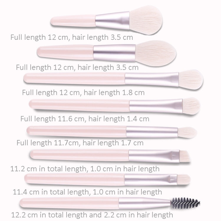 8-in-1 Mini Wooden Handle Makeup Brush Set Portable Loose Powder Brush(Fog Blue) - Makeup Brushes by PMC Jewellery | Online Shopping South Africa | PMC Jewellery