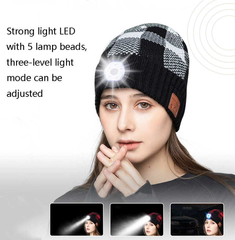 M3-BL Bluetooth LED Music Headset Hat Lady Warm Night Lighting Hat(Black Red) - Smart Hats by PMC TechLife | Online Shopping South Africa | PMC TechLife | Buy Now Pay Later Mobicred