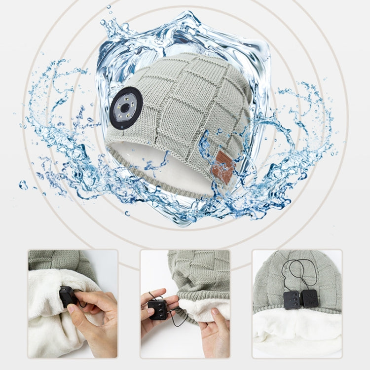 RG5-BL Bluetooth LED Lighting Music Knit Hat Plus Velvet Night Running Lamp Hat(Black) - Smart Hats by PMC TechLife | Online Shopping South Africa | PMC TechLife | Buy Now Pay Later Mobicred