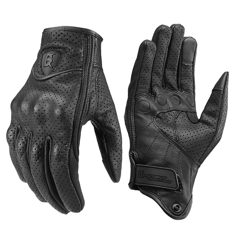 GHOST RACING GR-ST06 Breathable Touch Screen Motorcycle Riding Leather Gloves Anti-Fall Locomotive Gloves, Size: XXL(Black) - Locomotive Gloves by GHOST RACING | Online Shopping South Africa | PMC Jewellery | Buy Now Pay Later Mobicred