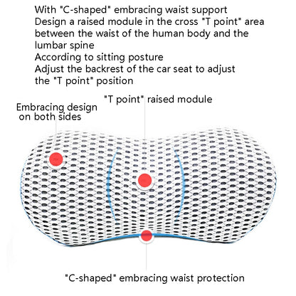 Car Supplies Lumbar Support Memory Foam Car Backrest Lumbar Cushion Seat Cushion Lumbar Pillow, Colour: 4D Grid Blue - Seat Accessories by PMC Jewellery | Online Shopping South Africa | PMC Jewellery