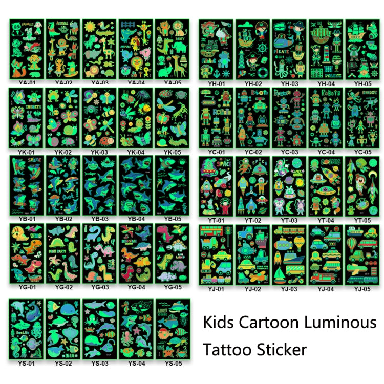 20 PCS Y01-05 Kids Cartoon Luminous Tattoo Sticker Waterproof And Sweat Proof Party Activity Face Sticker(Ocean) - Sticker by PMC Jewellery | Online Shopping South Africa | PMC Jewellery