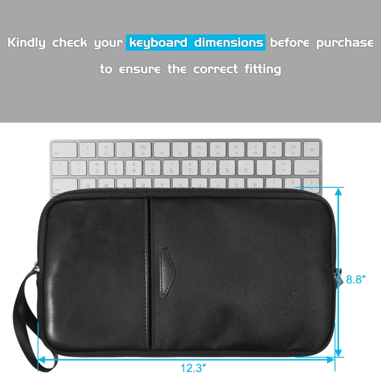 Universal PU Leather + Nylon Waterproof Zipper Portable Keyboard Storage Bag For Apple Wireless Keyboard A1314 & Magic Keyboard A1644(Black) - Digital Storage Bag by PMC Jewellery | Online Shopping South Africa | PMC Jewellery