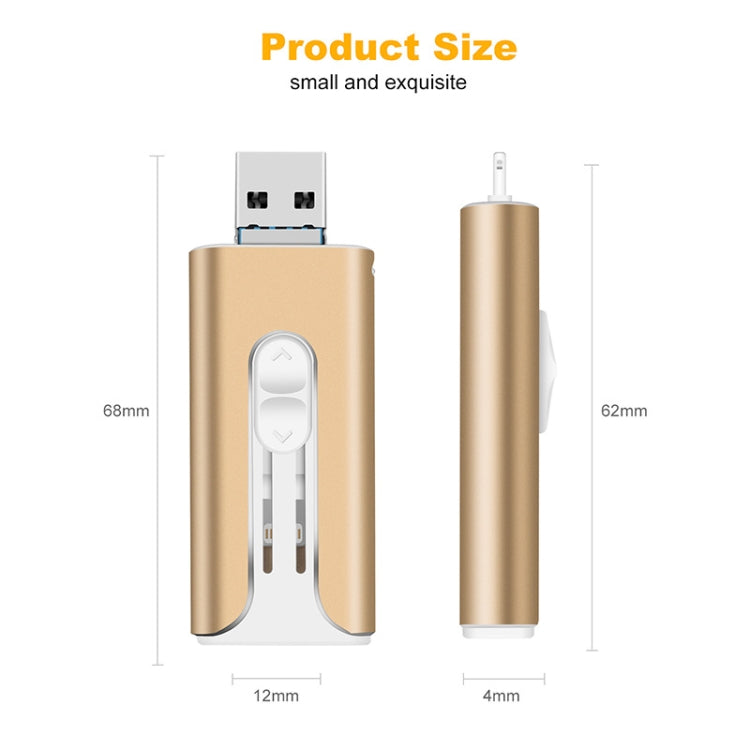 128GB Micro USB + 8 Pin + USB 2.0 3 in 1 Mobile Phone Computer U-Disk(Rose Gold) - U Disk & Card Reader by PMC TechLife | Online Shopping South Africa | PMC TechLife